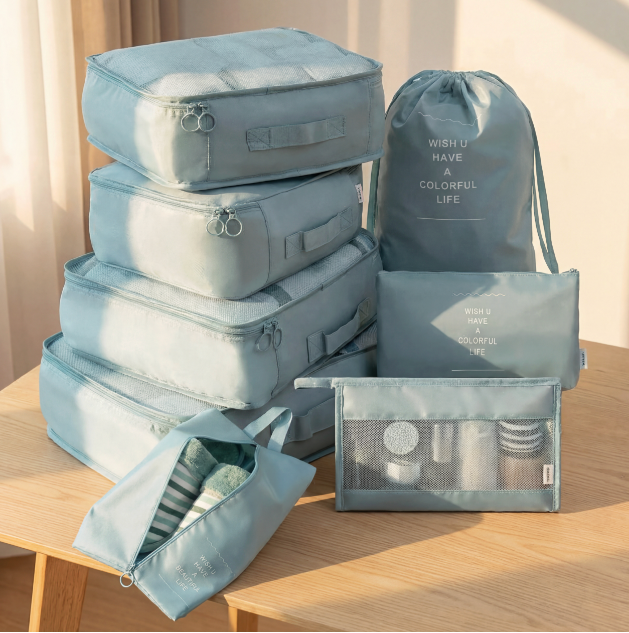 8-Piece Travel Packing Cube Set with Luggage Dividers